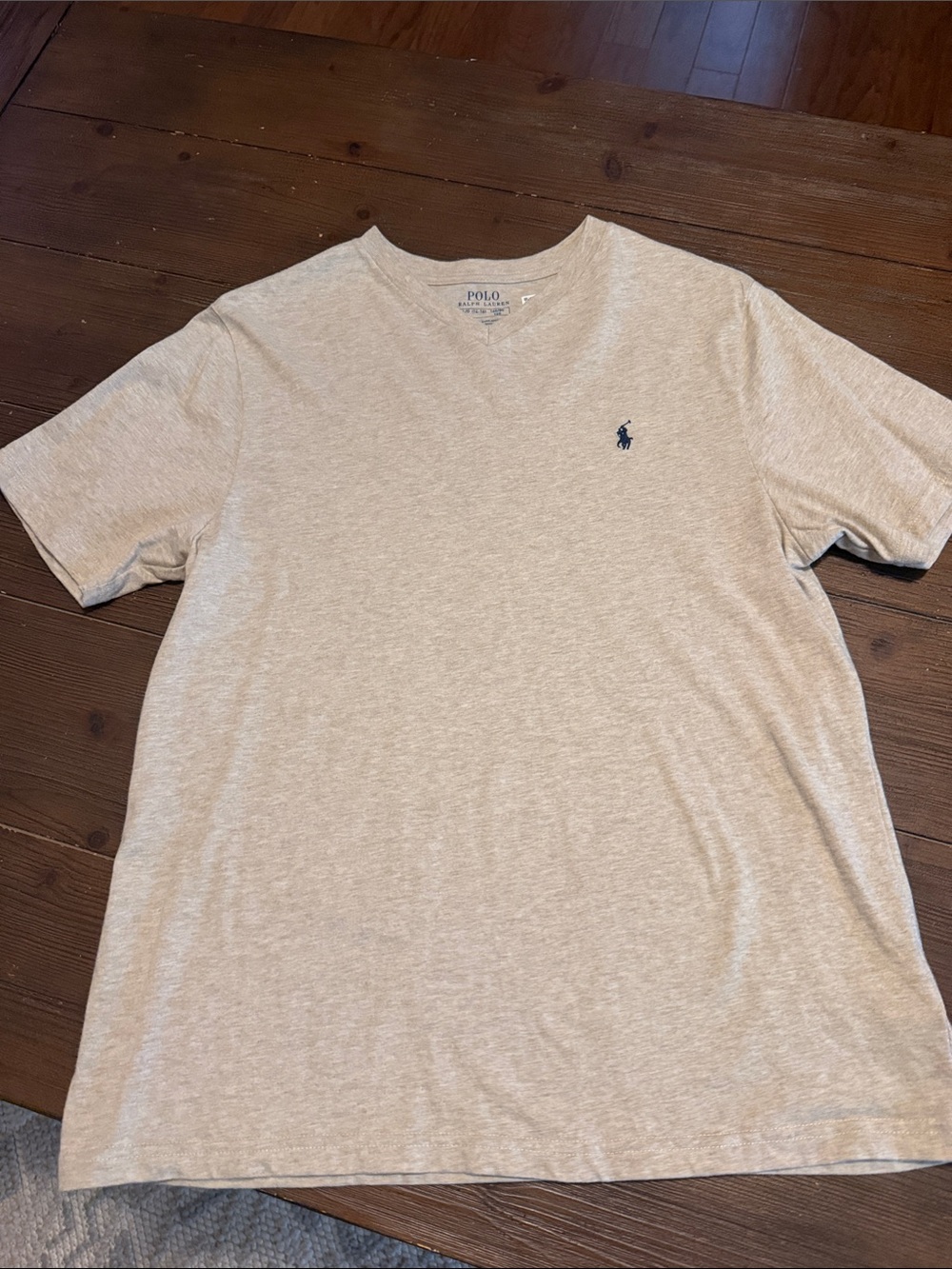 Polo by Ralph Lauren Light Heather Gray V-Neck Tee with Navy Pony